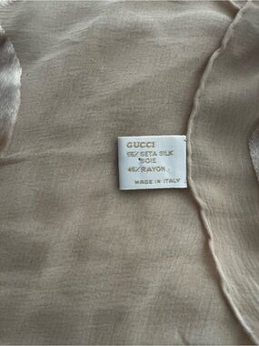 Gucci Neutral Beige Silk Rayon Blend Scarf